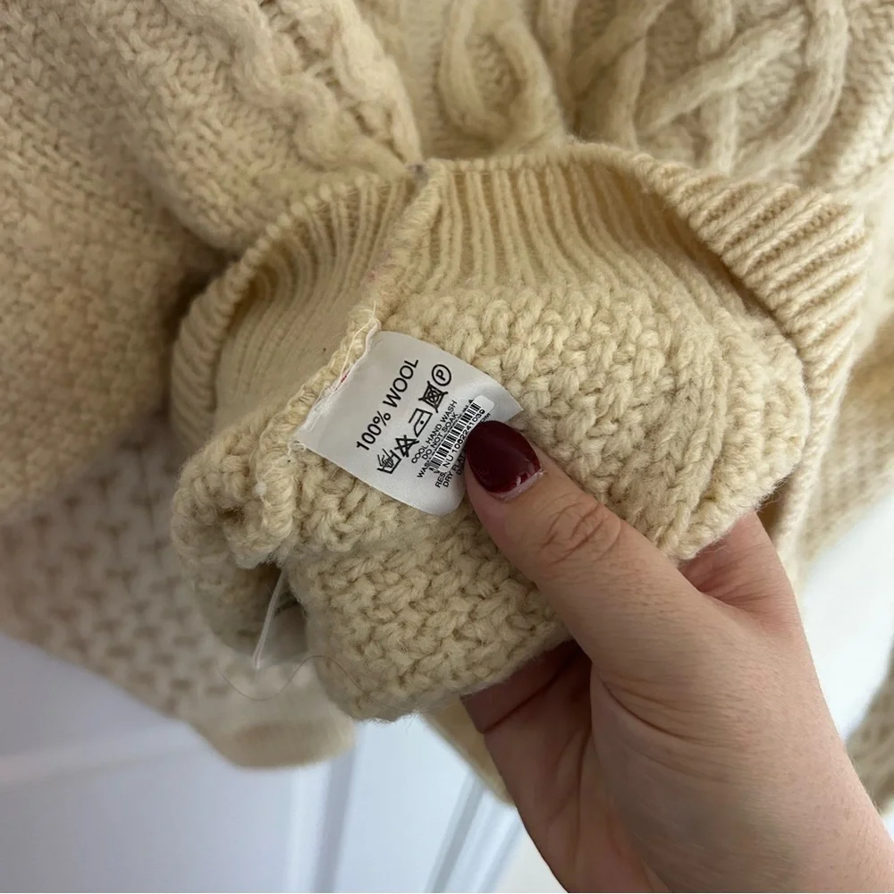 Free People Riley Vintage Patched Wool Blend Crewneck Sweater